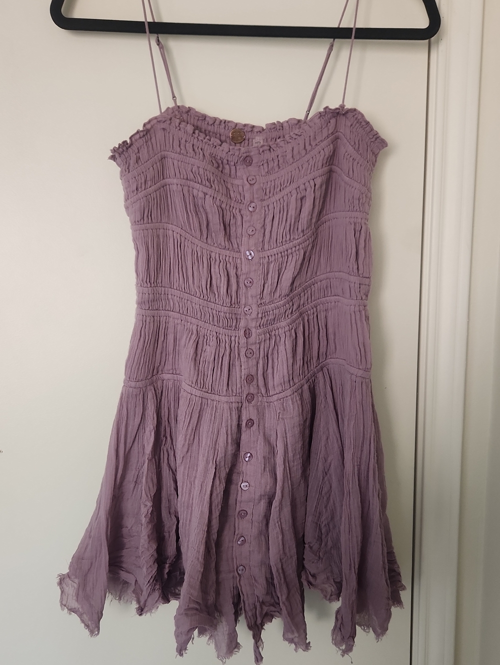 Free People Lilac Crinkle Button-Front Mini Dress